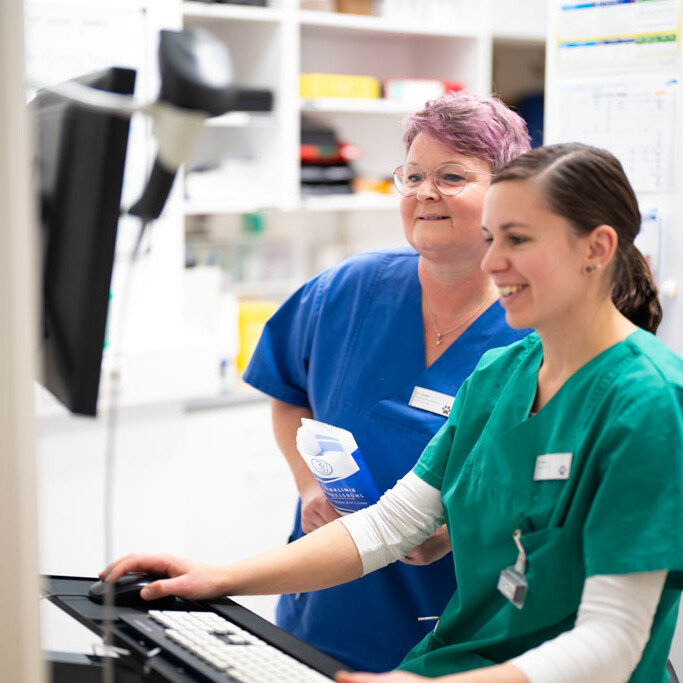 Freundliche Fachkr&auml;fte bei der Bearbeitung eines Falles in der Tierklinik Dinkelsb&uuml;hl